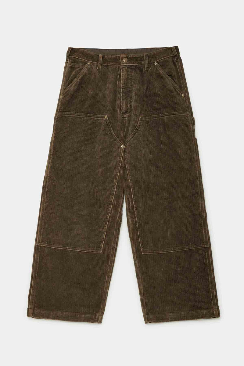 Pantaloni in velluto a coste effetto sbiadito a gamba ampia