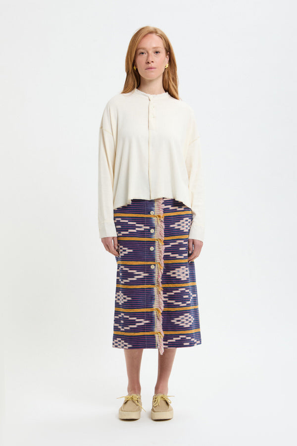 Blusa con colletto rotondo e bottoni