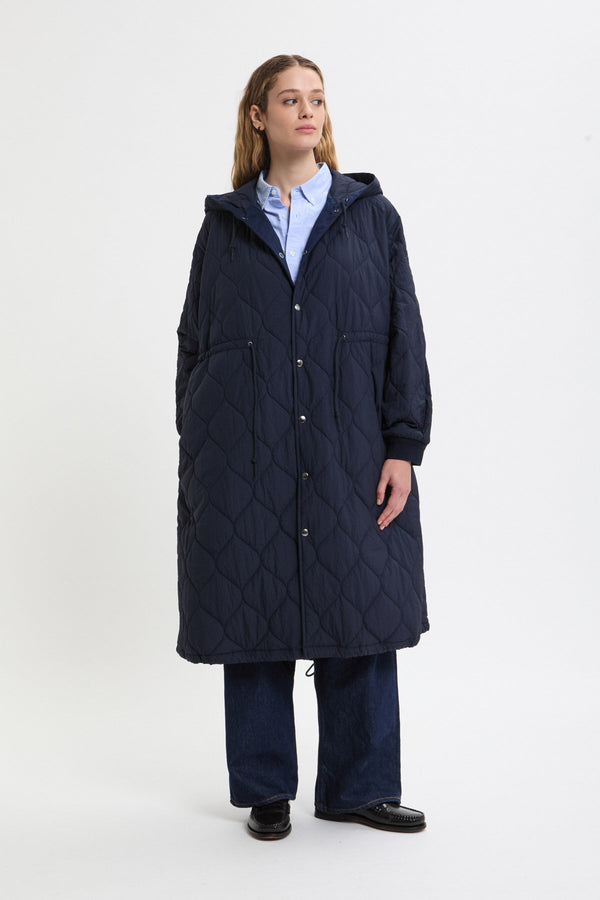 Nylon Quilted Hooded Coat
