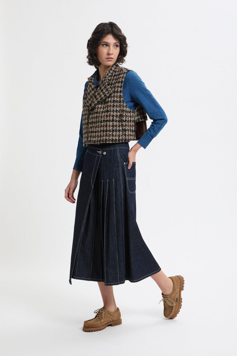 Gonna plissettata incrociata