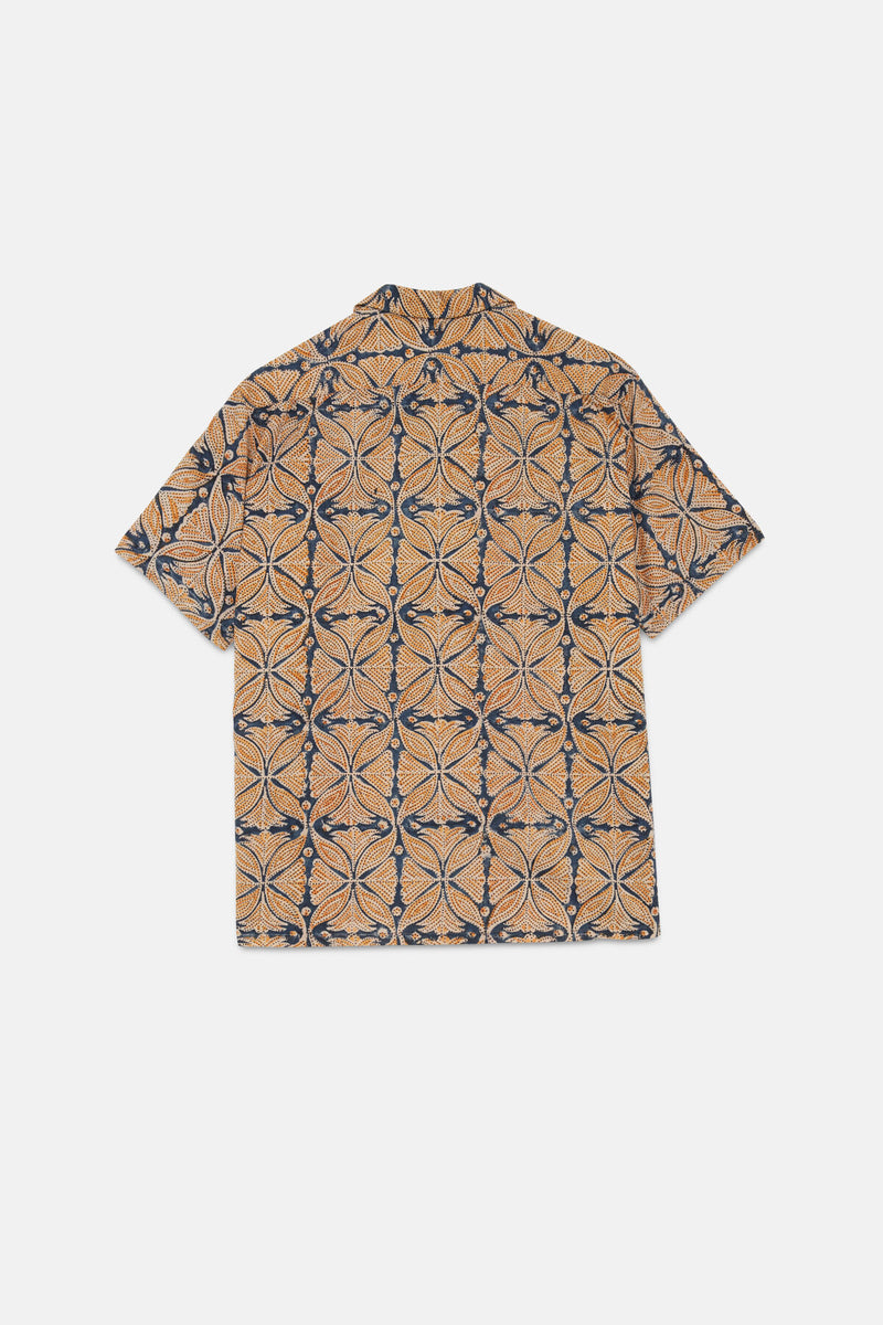 Open Collar Block Print Shirt