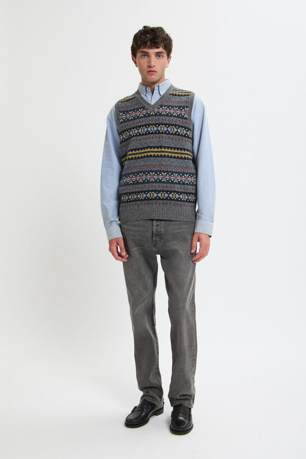 Fair Isle Pattern Knit Vest