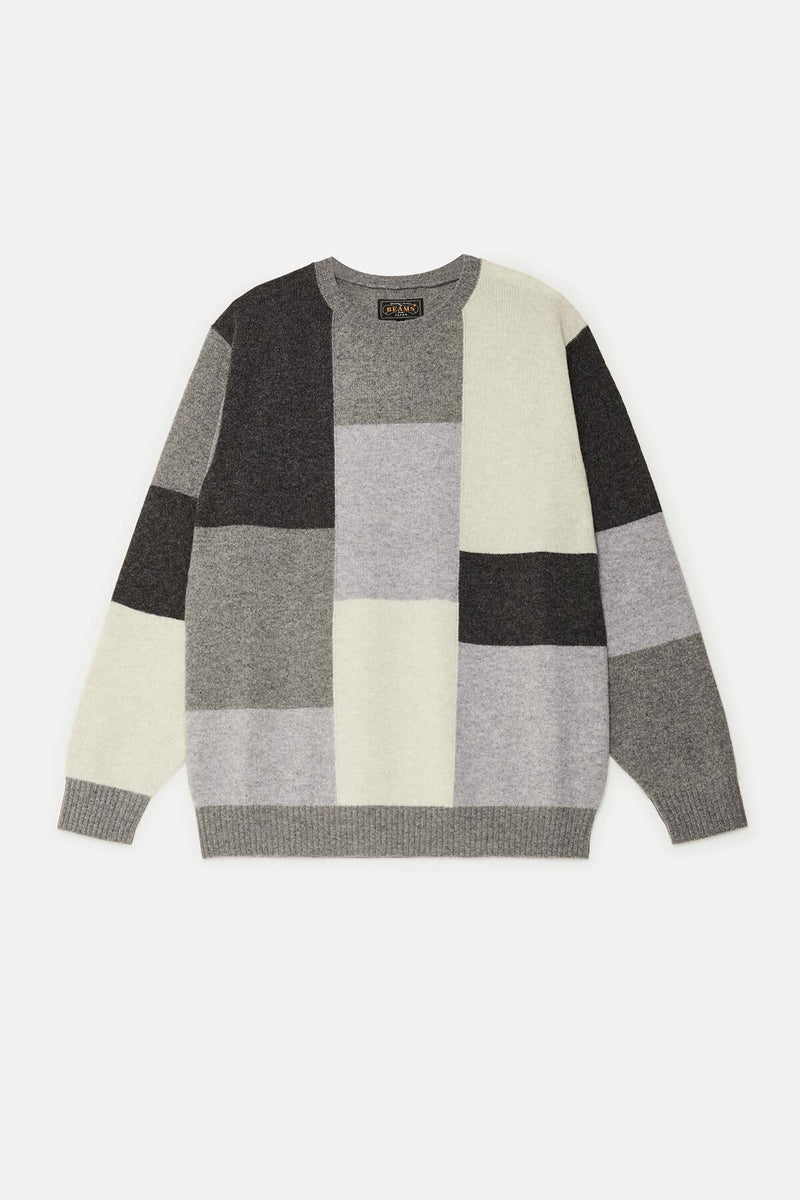 Intarsia Black Pattern Crew Sweater
