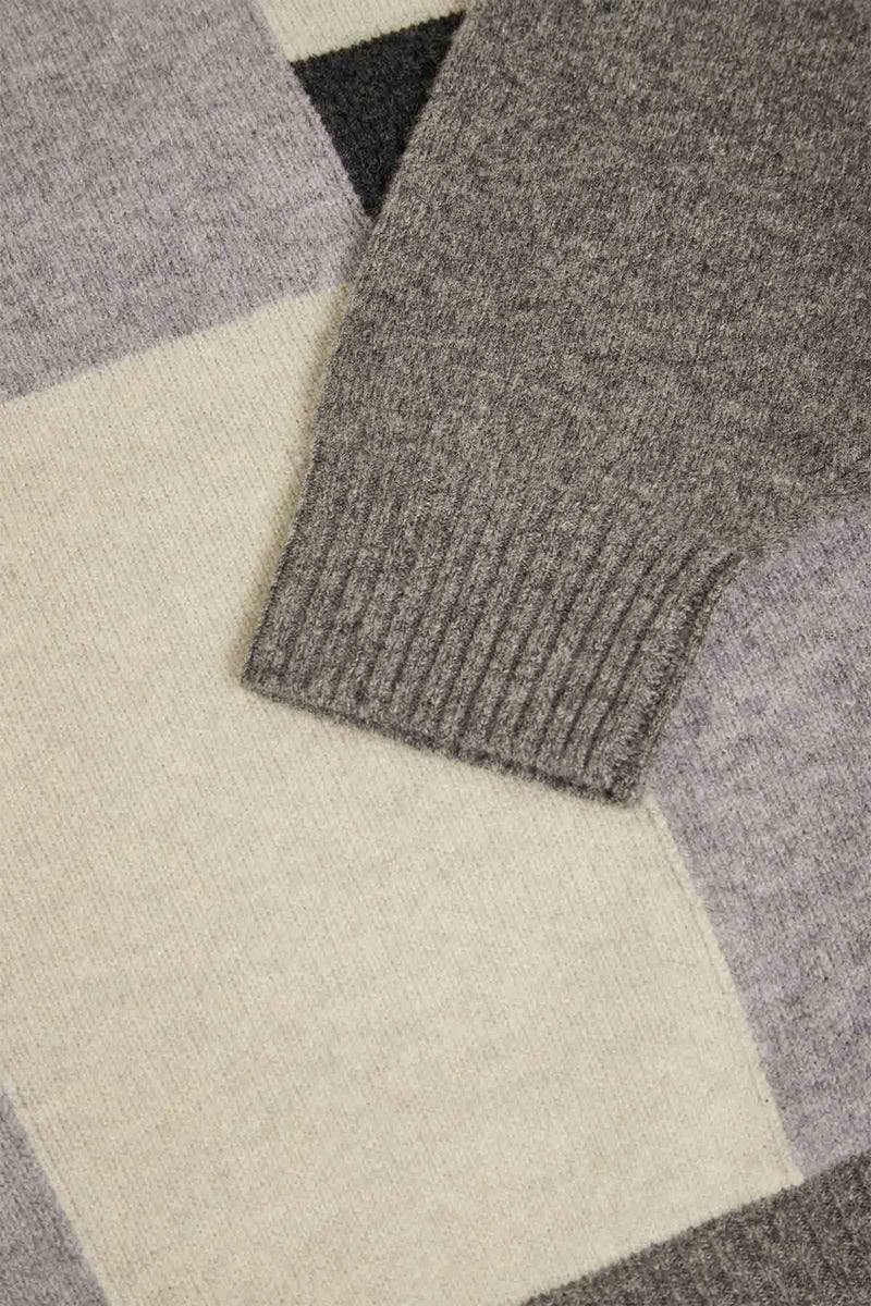 Intarsia Black Pattern Crew Sweater