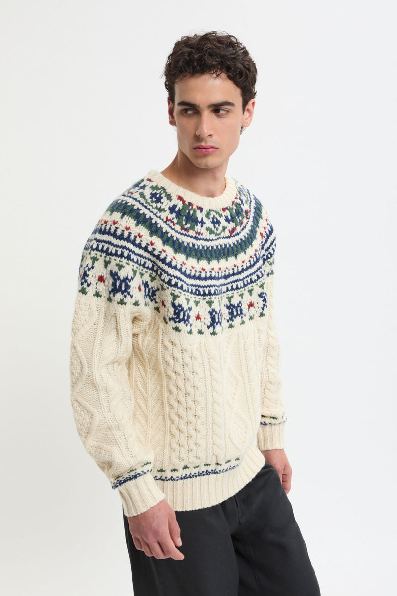 Maglia girocollo a Trecce Stile Nordico