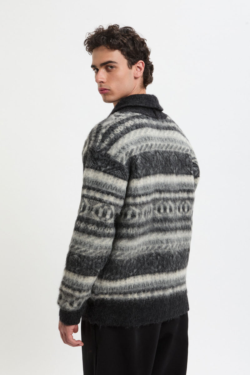 Cardigan Shaggy con collo a Scialle