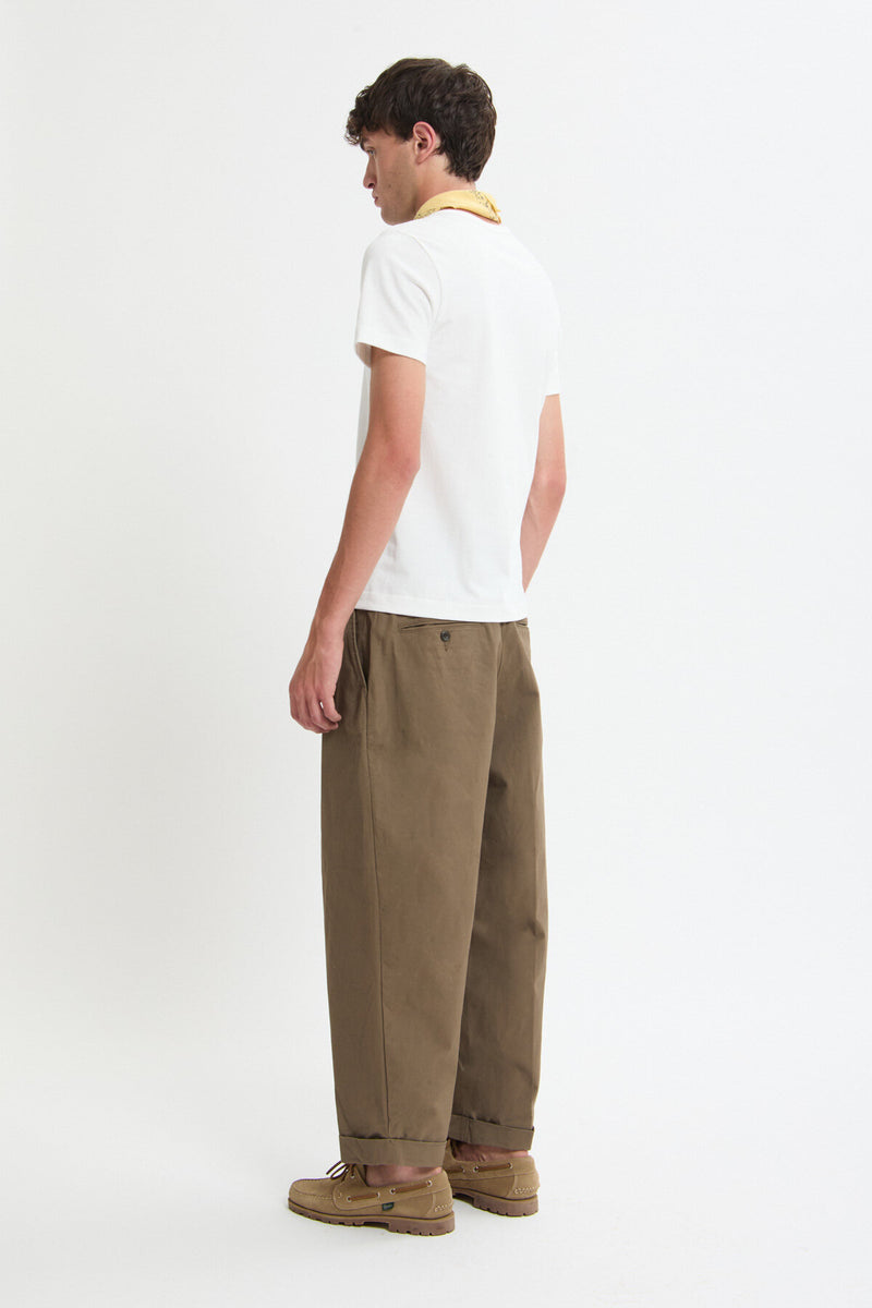 2 Pleats Tapered Twill Pants