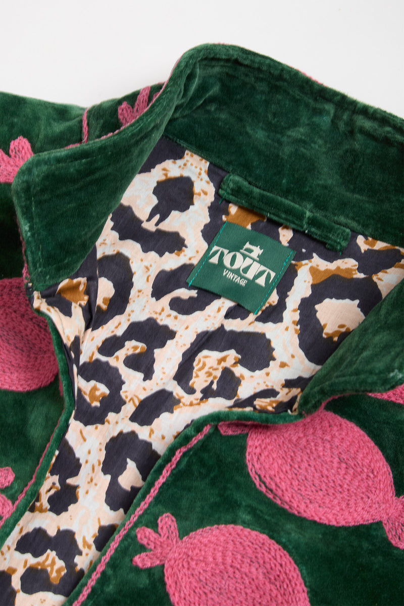 Long velvet embroidery jas
