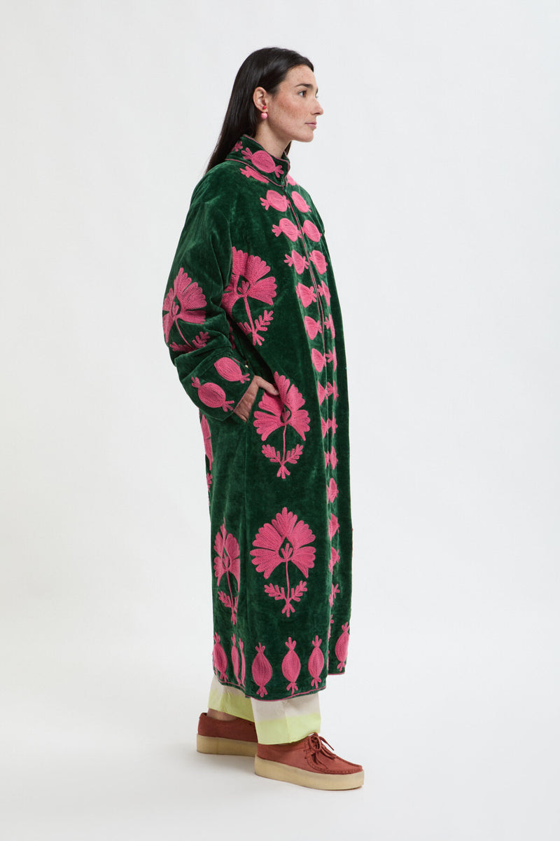 Long velvet embroidery jas
