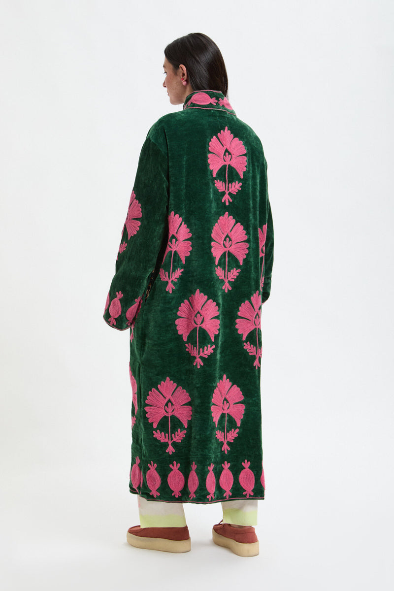 Long velvet embroidery jas