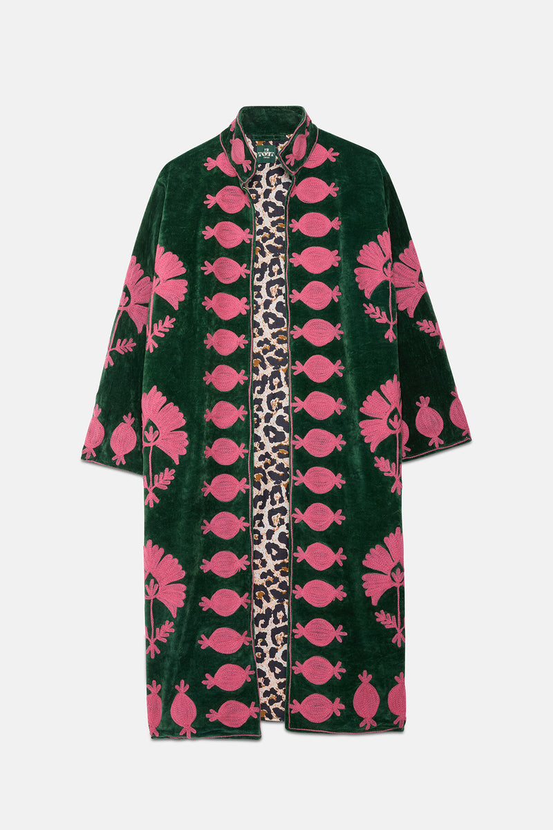 Long velvet embroidery jas
