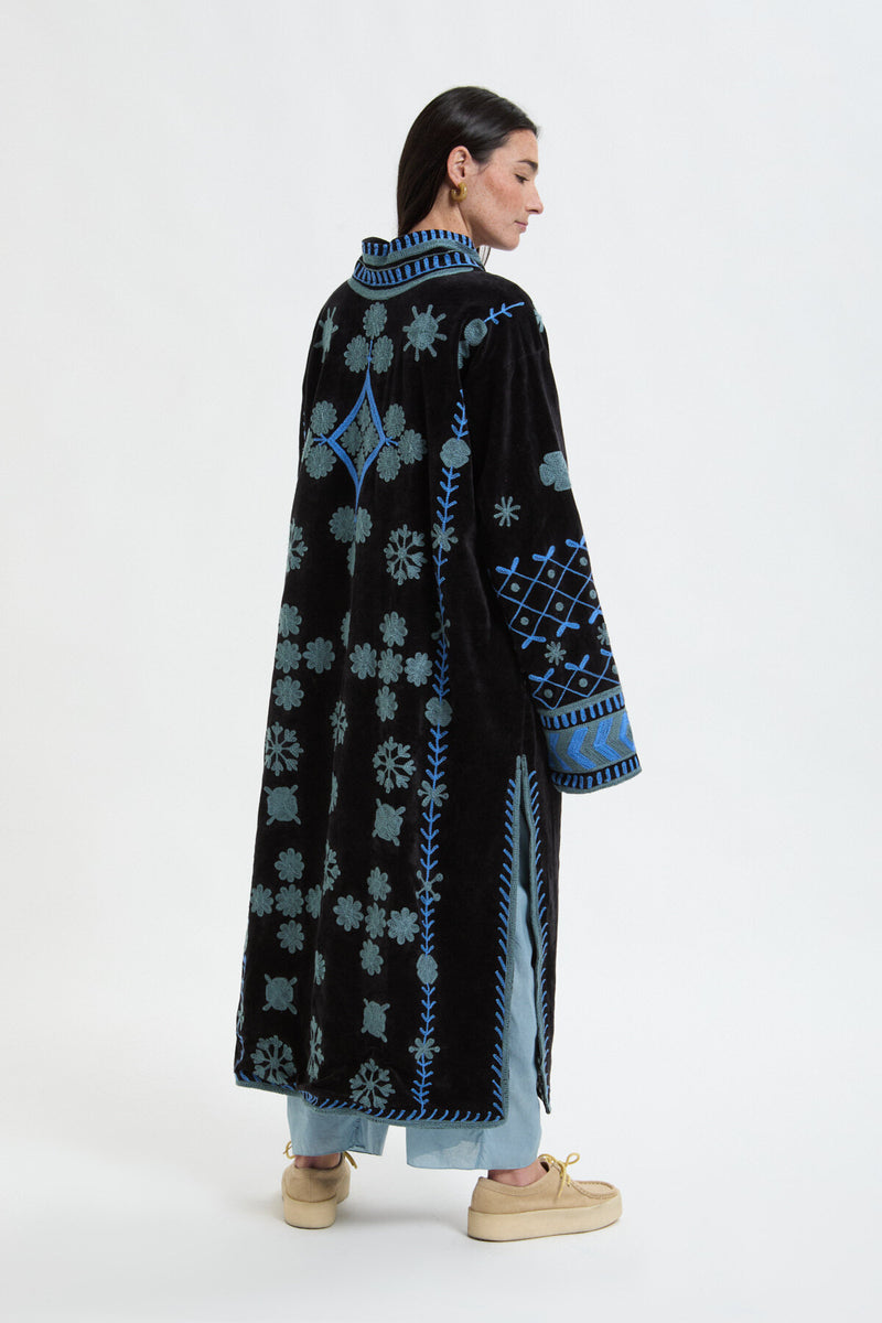 Long Velvet Embroidery Jacket