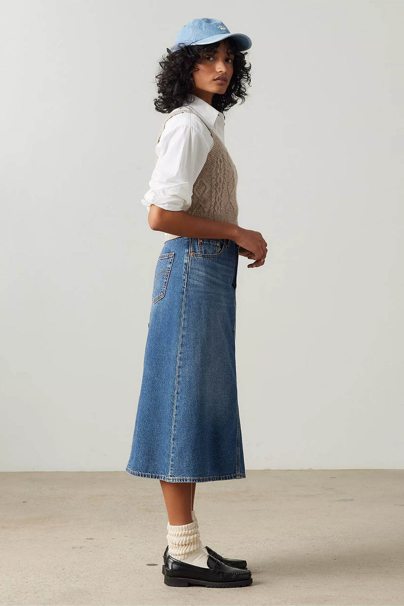 High Rise A Line Decon Skirt