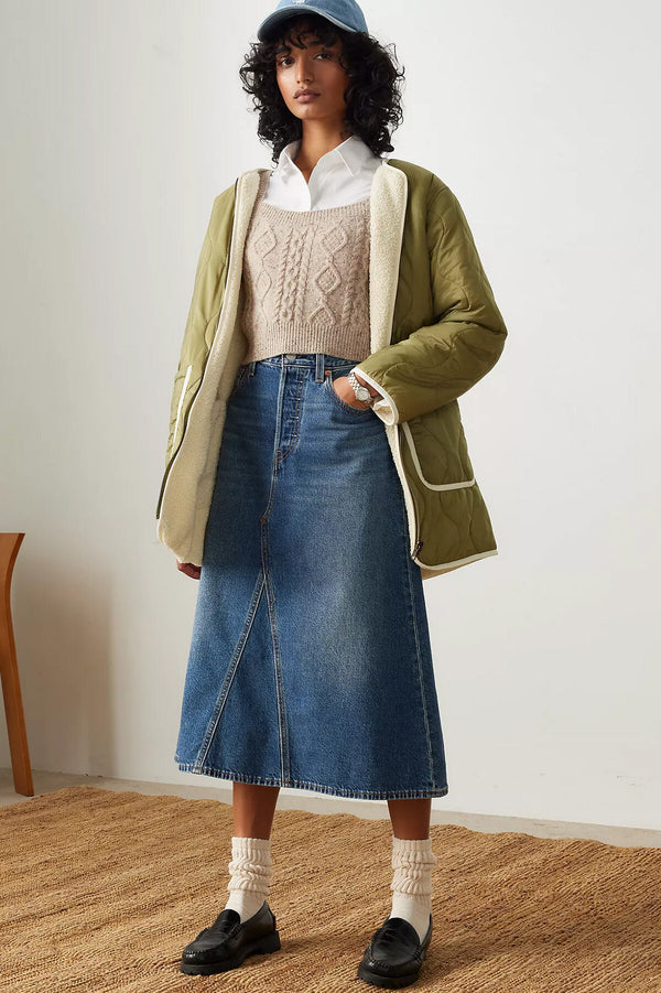 Hr A-Line Decon Denim Skirt