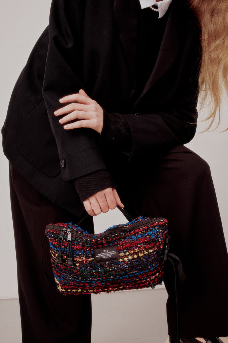 Marsupio a Tracolla in fantasia Tweed Multicolore