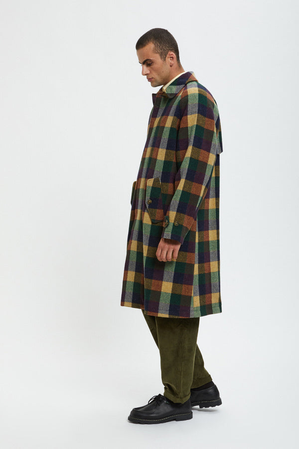 Pattern Wool Raglan Coat