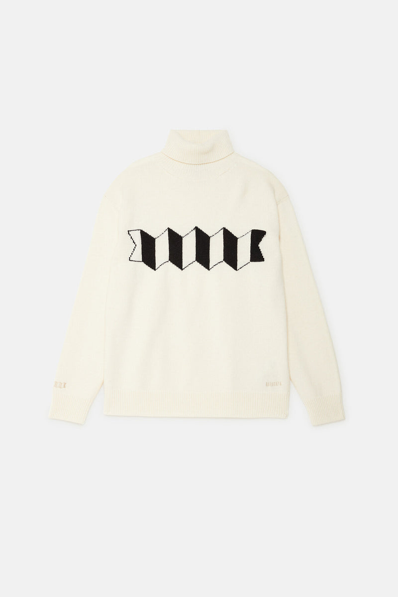 MAGLIONE A COLLO ALTO CON LOGO A FISARMONICA