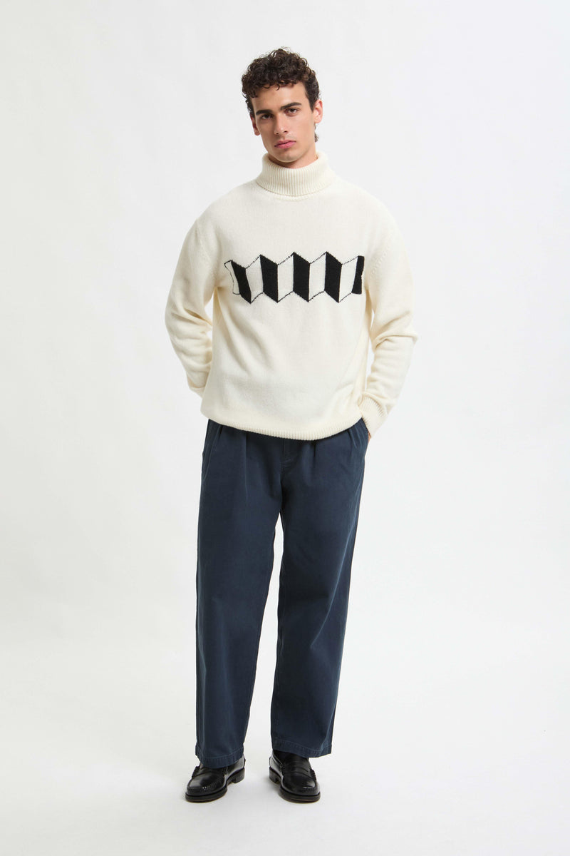 MAGLIONE A COLLO ALTO CON LOGO A FISARMONICA