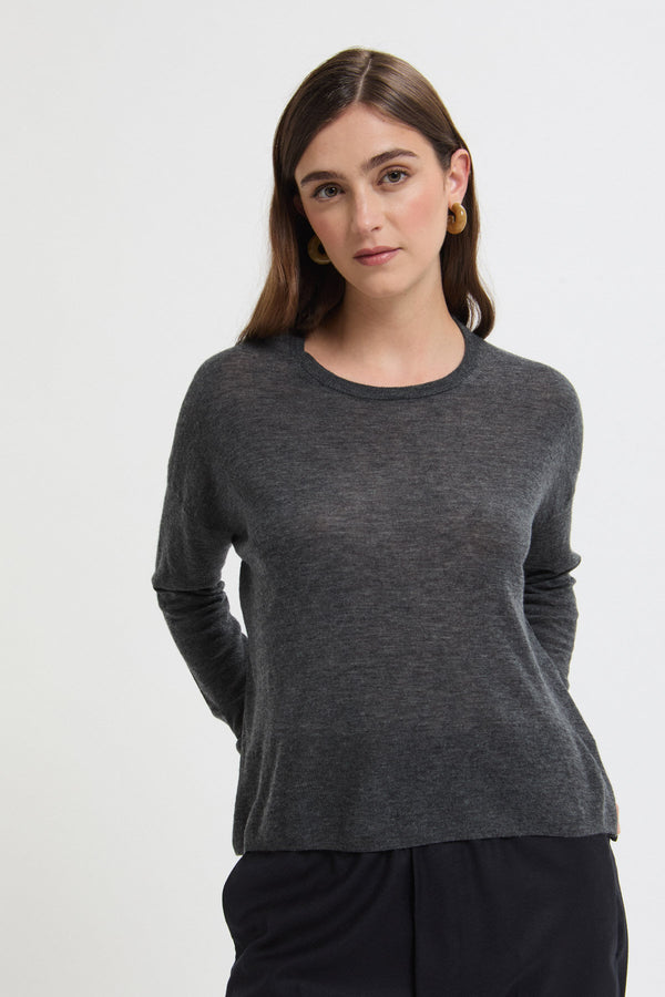 Maglione a Maniche Lunghe con Scollo Tondo