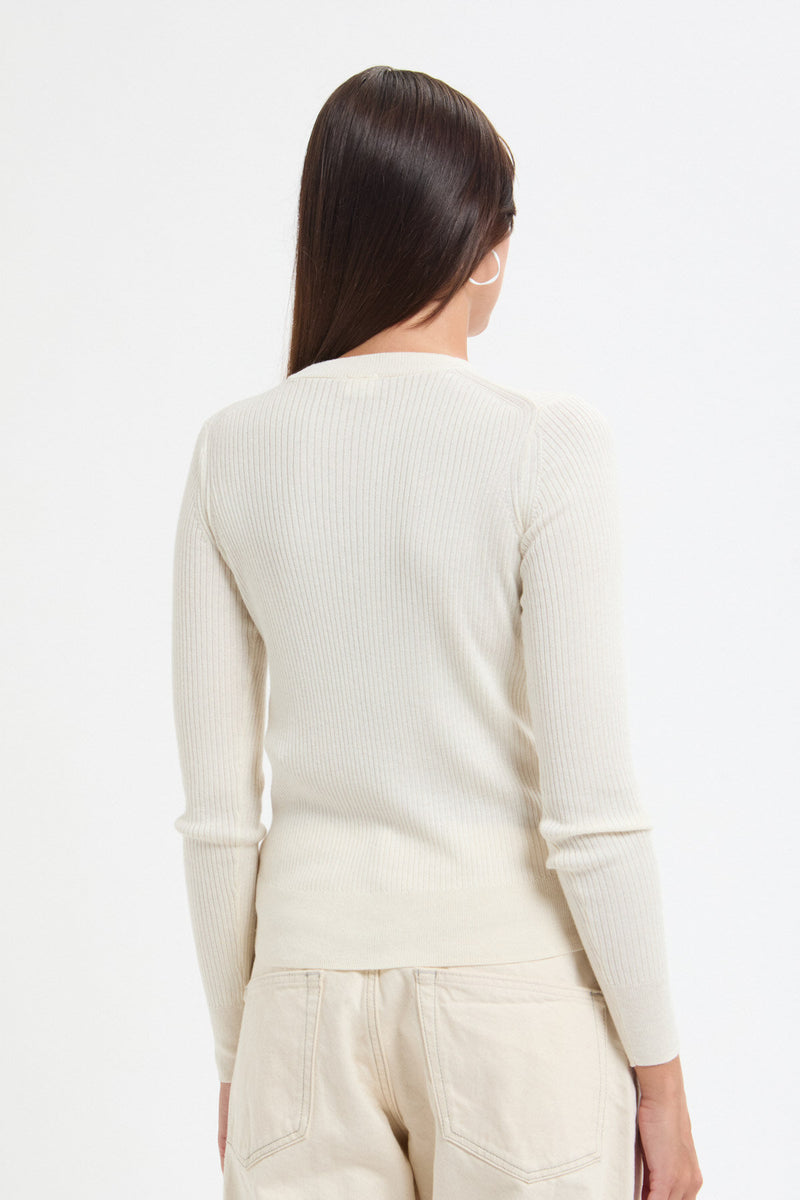 Maglione a coste a scollo rotondo