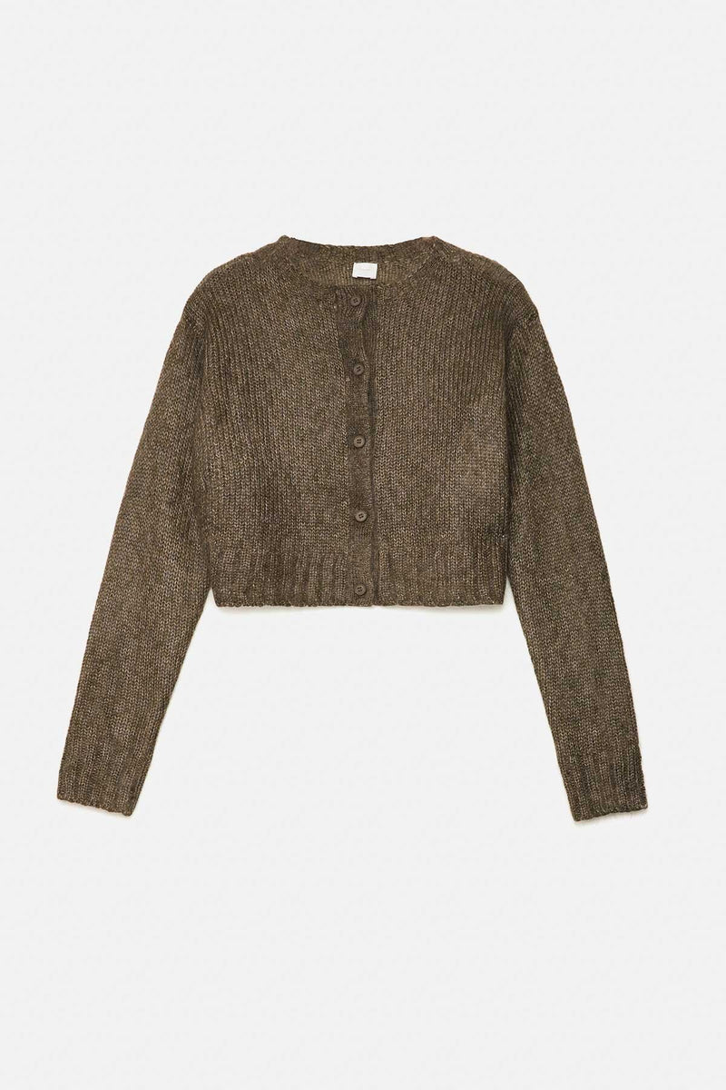 Cardigan a Maniche Lunghe con Scollo Tondo