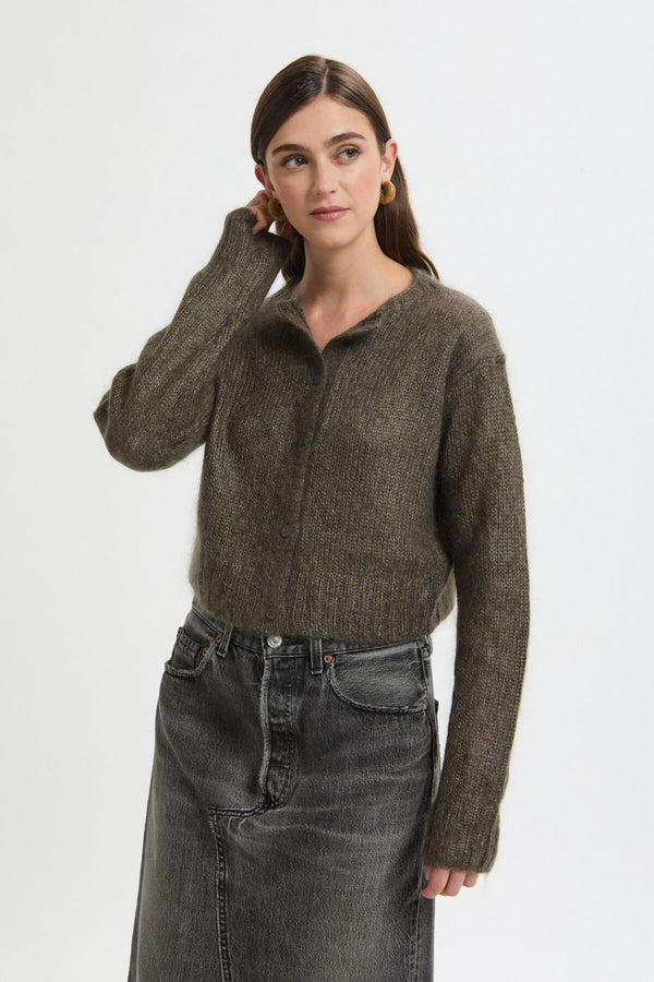 Cardigan a Maniche Lunghe con Scollo Tondo