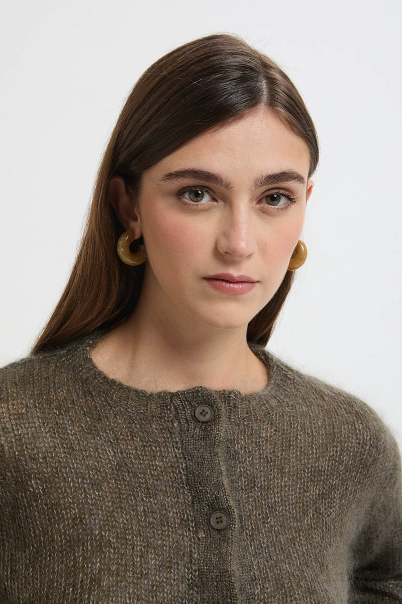 Cardigan a Maniche Lunghe con Scollo Tondo