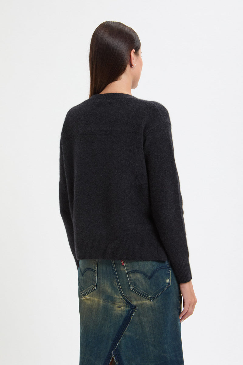 Maglione in lana Hamilton e procione con bottone laterale