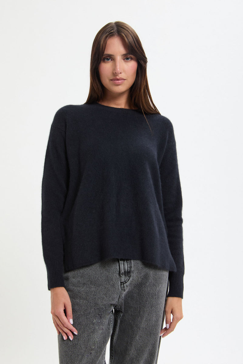 Maglione in lana Hamilton e procione con bottone laterale
