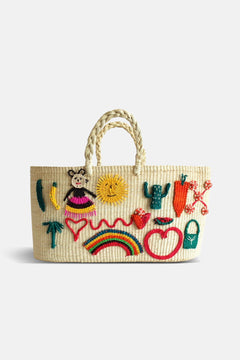 Borsa fatta a Mano in Paglia di Toquilla con Emoji in Paglia