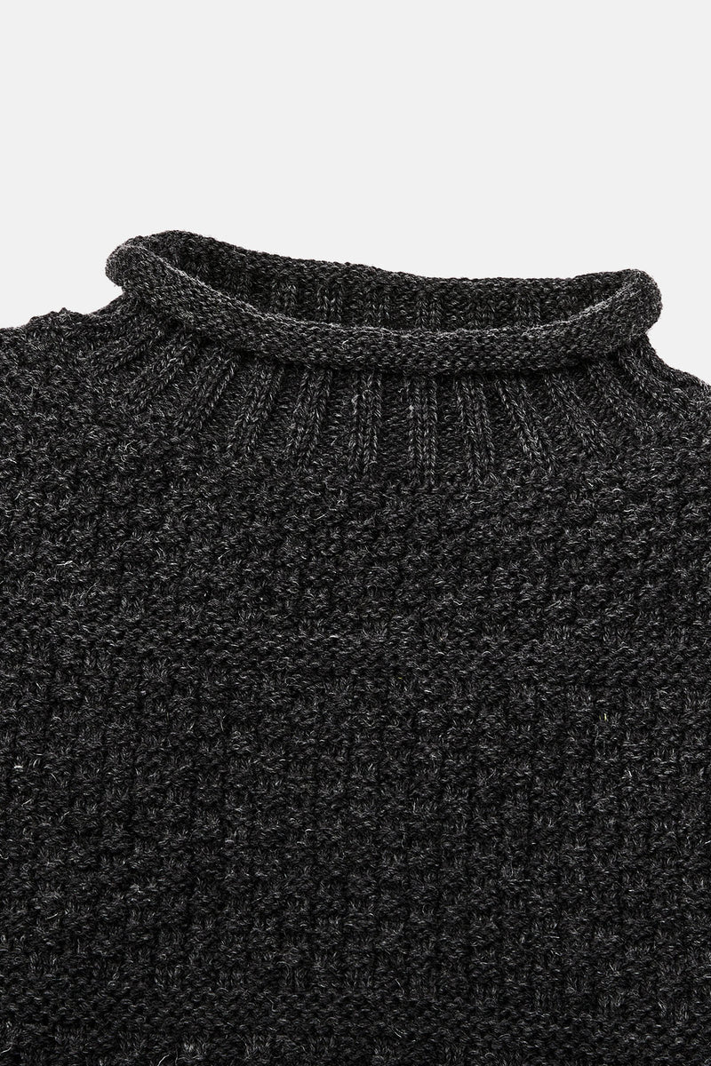 WOOL ROLL NECK FISHERMAN'S SWEATER