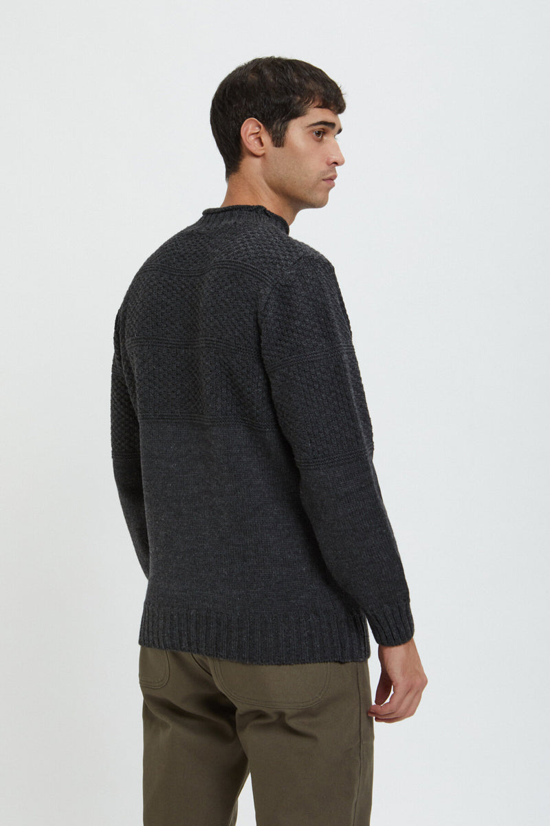 WOOL ROLL NECK FISHERMAN'S SWEATER