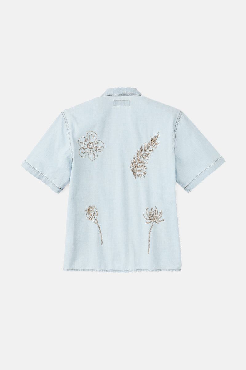WOMEN’S SHORT SLEEVE EMBROIDERED CAMP SHIRT