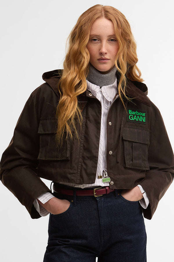 Giacca cerata con peplo Barbour x GANNI