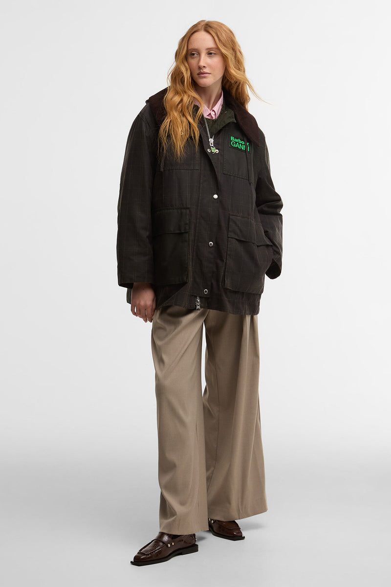 Barbour x GANNI Tartan Waxed Duffle Coat