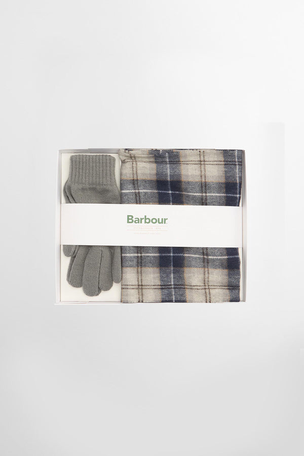 Set regalo con sciarpa e guanti in tartan