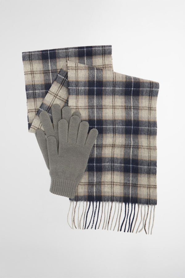 Set regalo con sciarpa e guanti in tartan