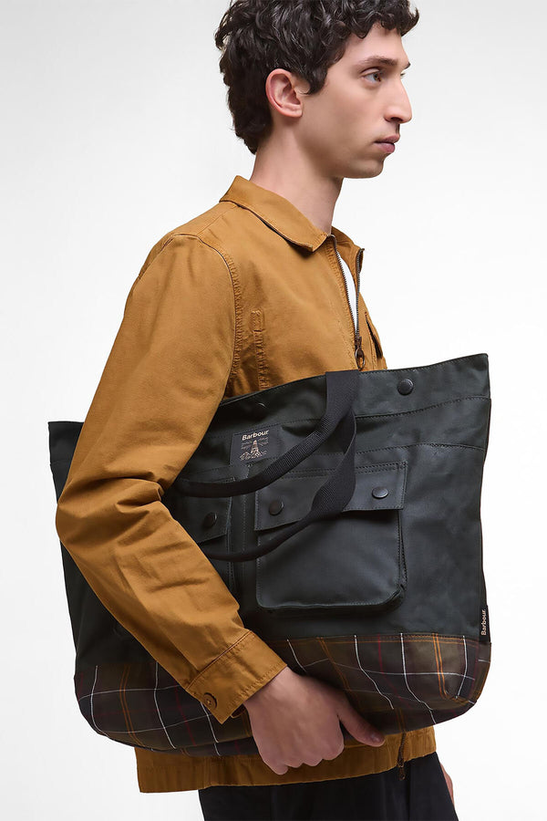 Borsa tote Field in tessuto cerato Barbour
