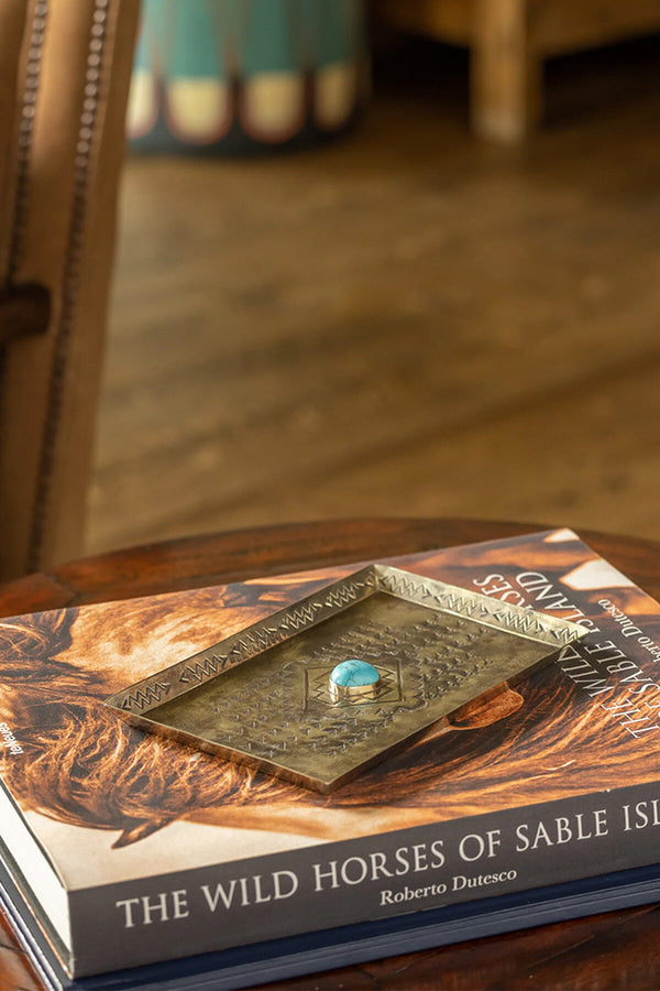 Medium Stamped Tray with Turquoise