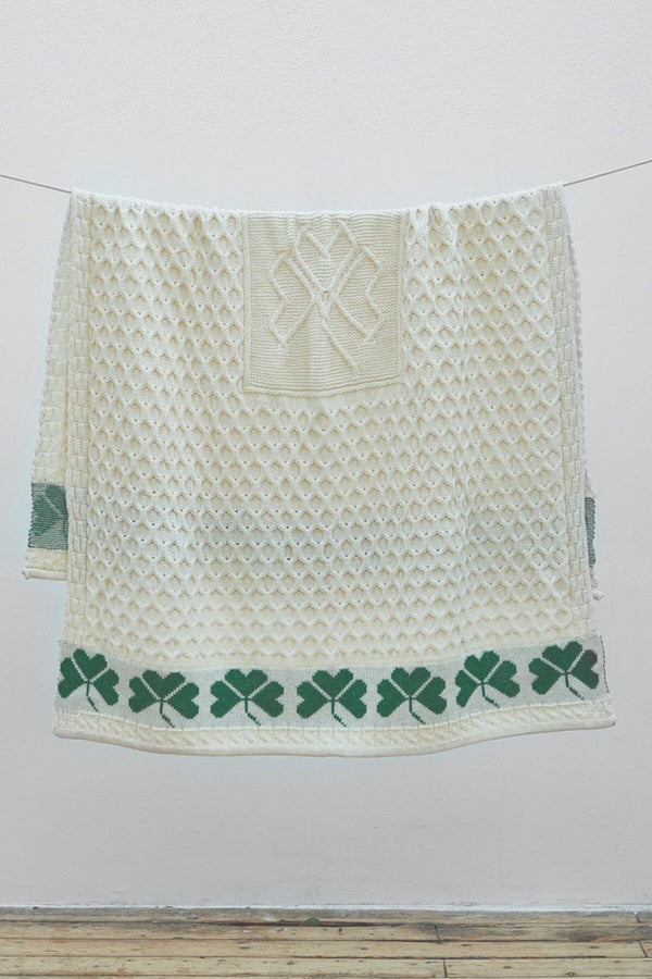 Shamrock Heritage Aran Throw - Cream