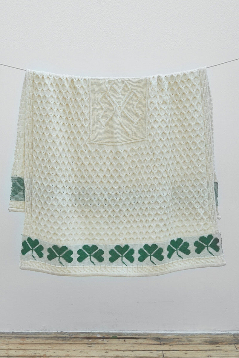 Shamrock Heritage Aran Throw - Cream