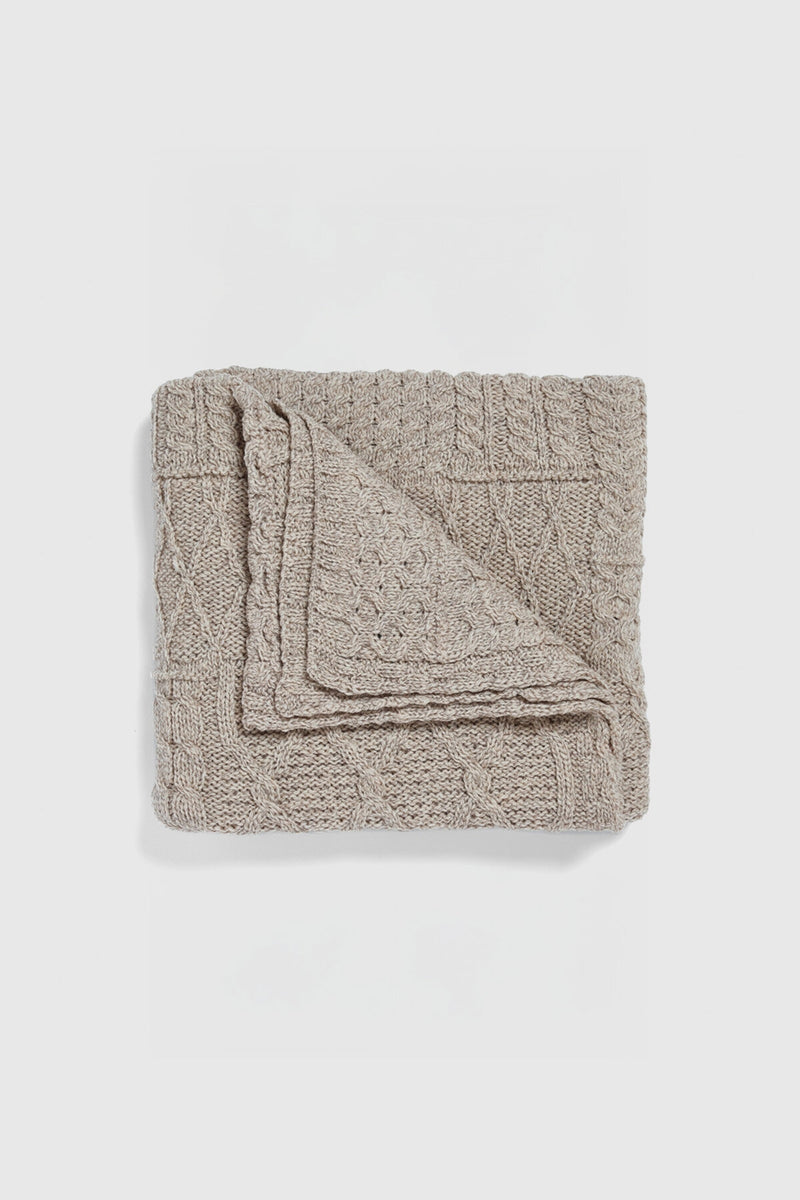 Keel Aran Patchwork Blanket - Oat