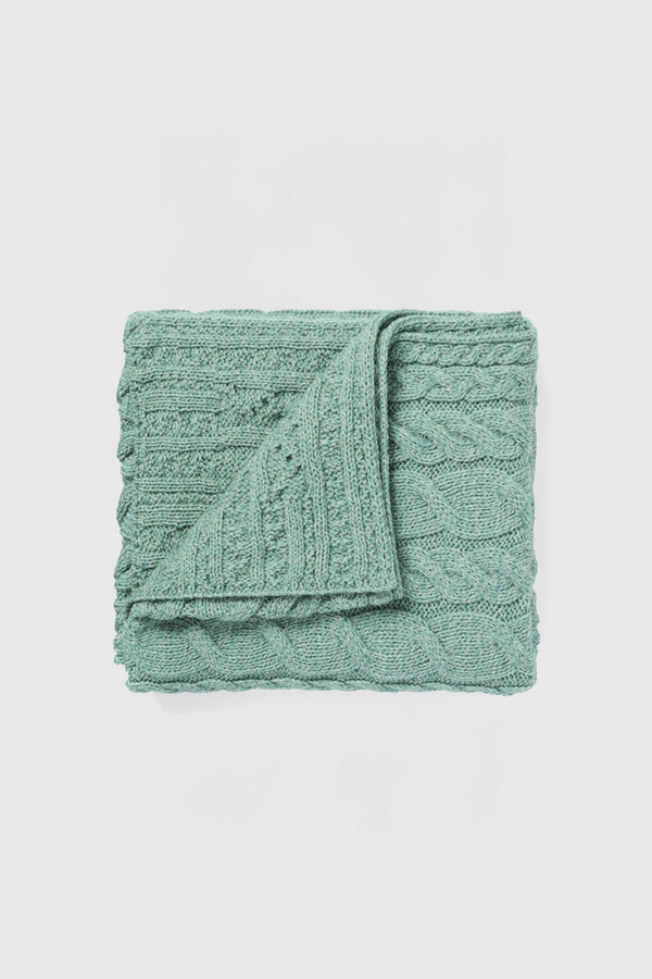Silver Strand Supersoft Aran Cable Throw - Mint Green