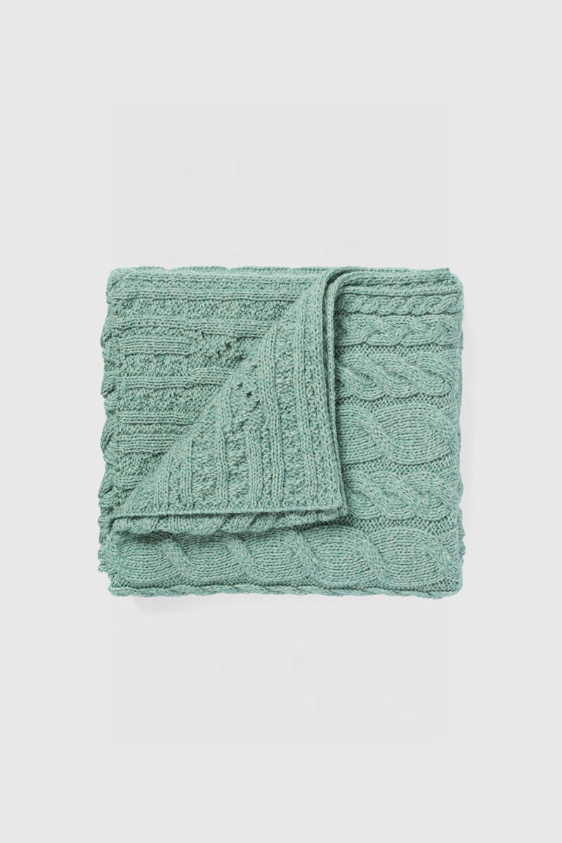 Silver Strand Supersoft Aran Cable Throw - Mint Green