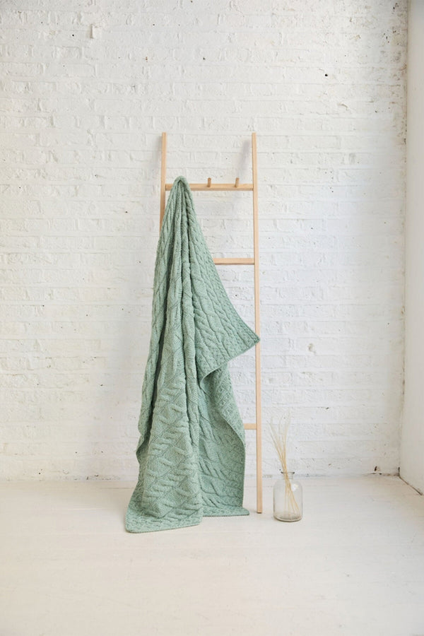 Silver Strand Supersoft Aran Cable Throw - Mint Green