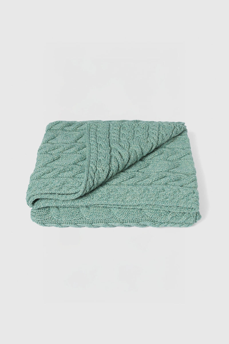 Silver Strand Supersoft Aran Cable Throw - Mint Green