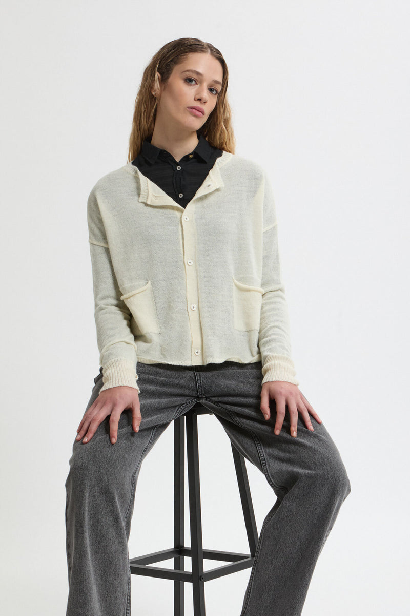 Cardigan Jaw leggero a girocollo