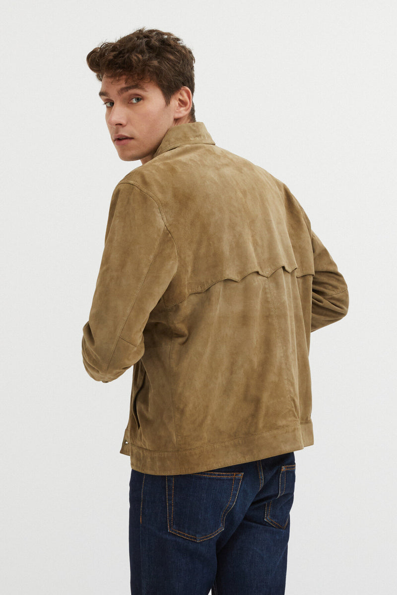 Overshirt in Pelle Scamosciata