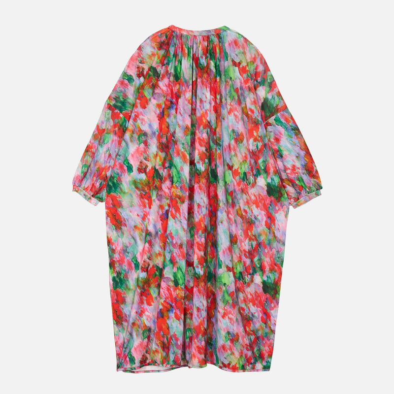 Long-sleeved dress with multicolored print