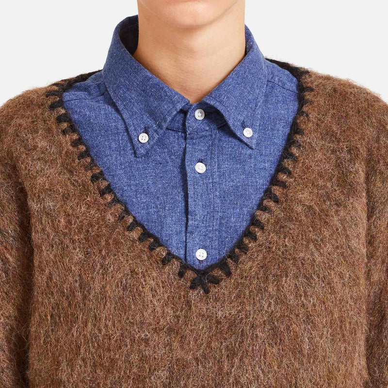 Sweater with deep V-neck